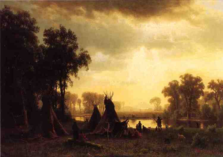 Albert Bierstadt Painting An Indian Encampment